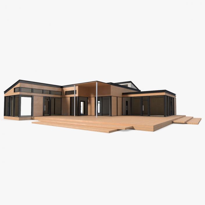 3D Modern House Light Wood model