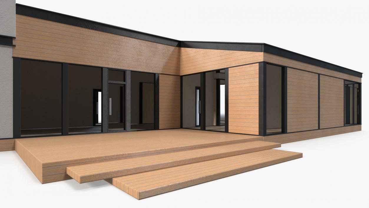 3D Modern House Light Wood model