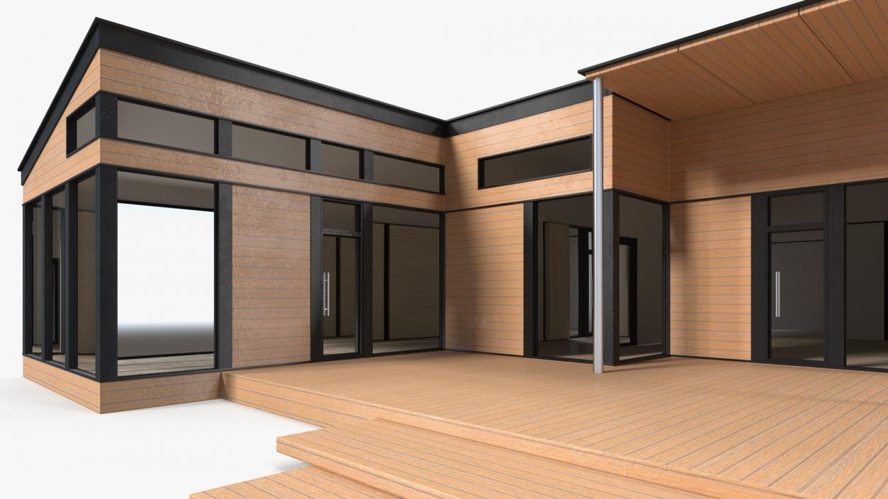 3D Modern House Light Wood model