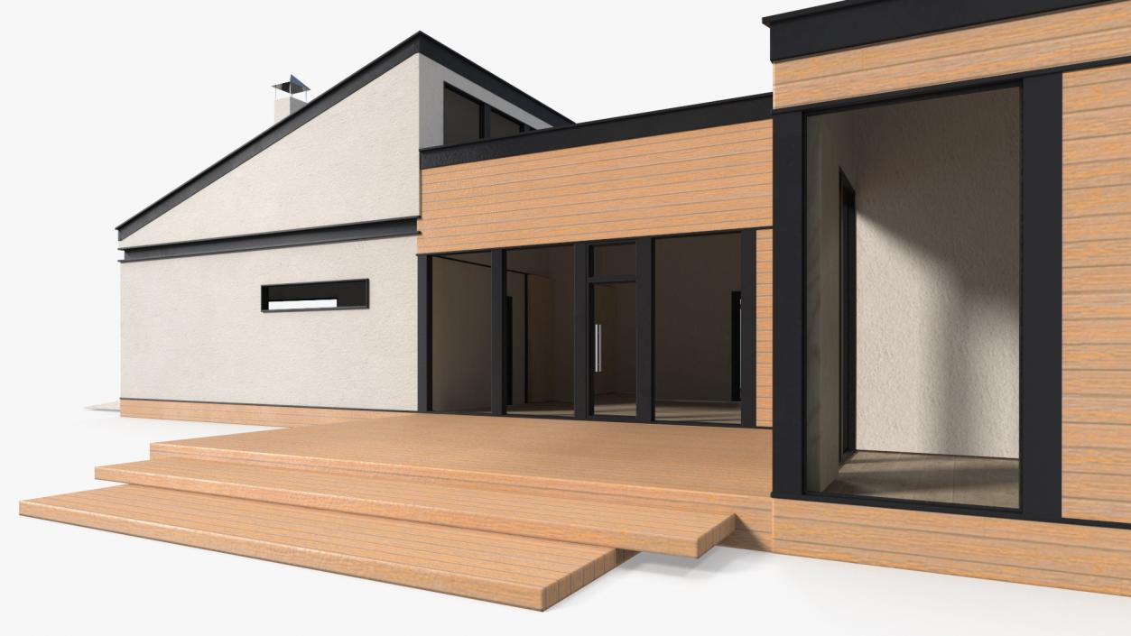 3D Modern House Light Wood model