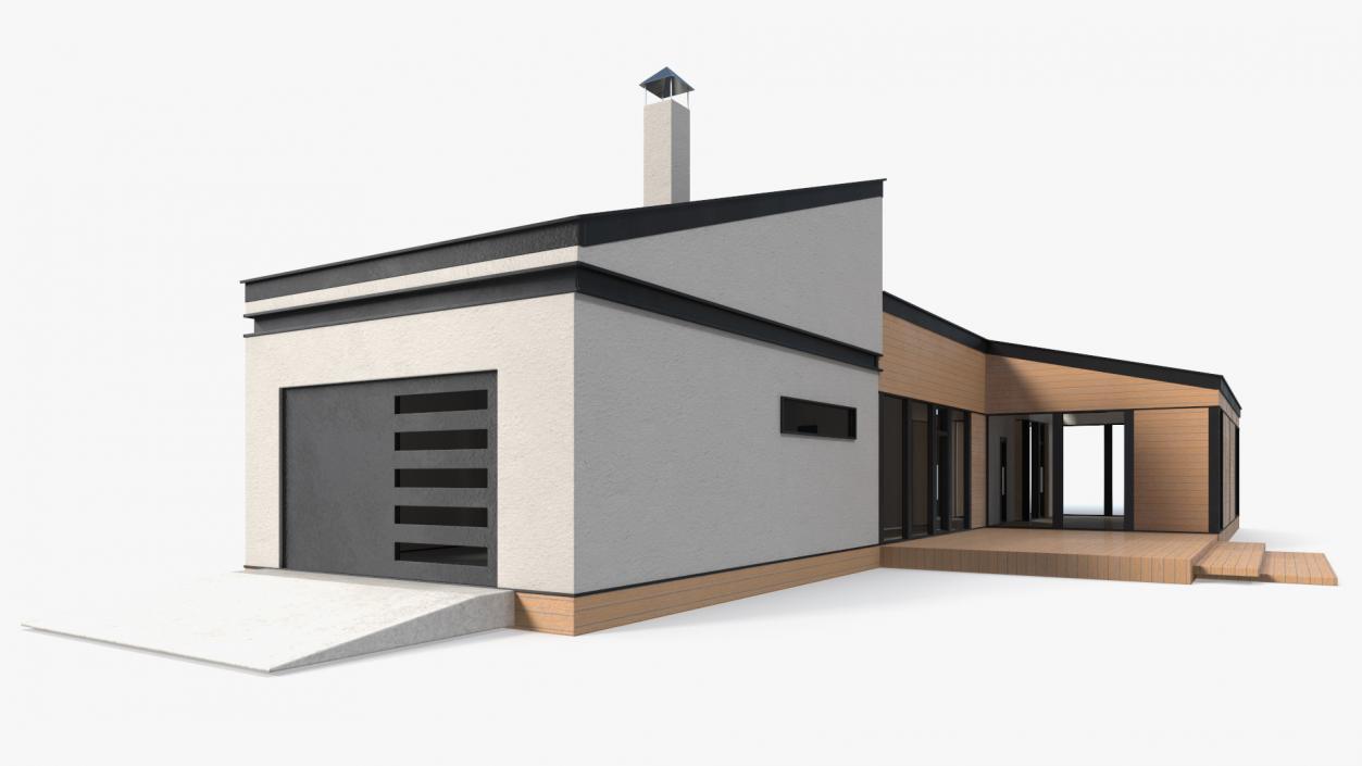 3D Modern House Light Wood model