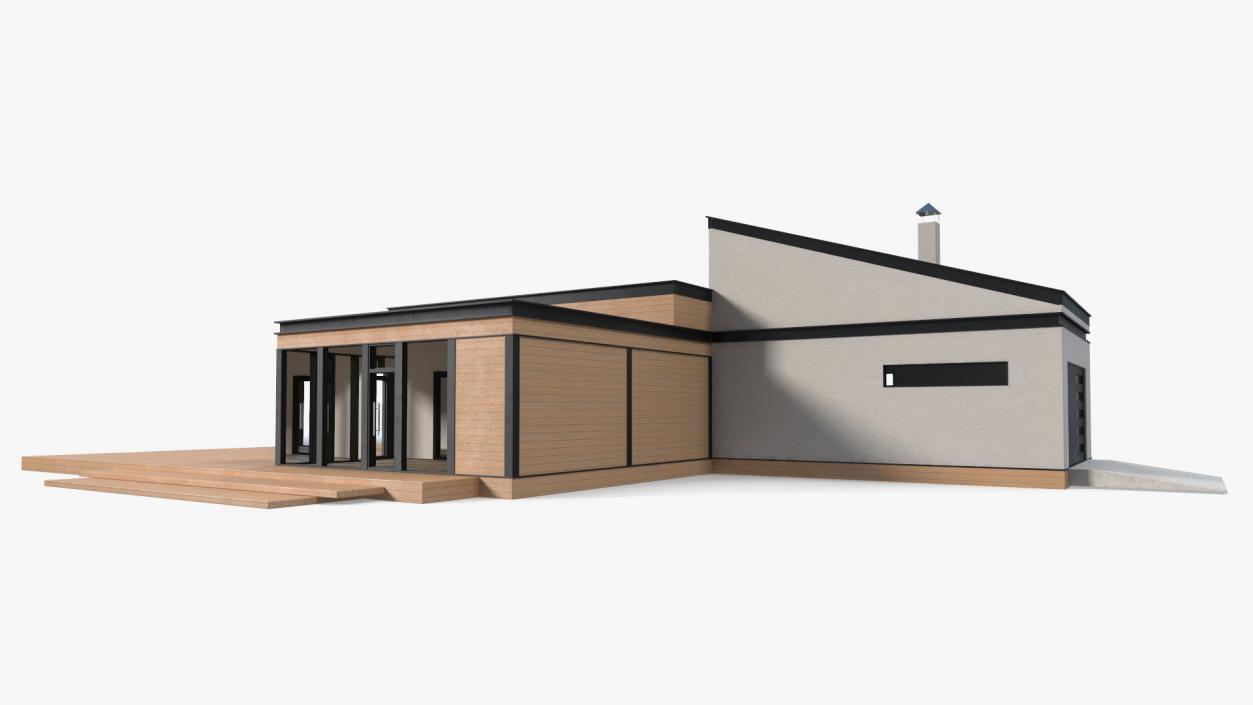 3D Modern House Light Wood model