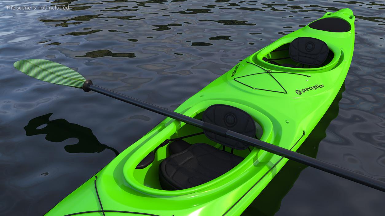 Tandem Kayak with Paddle 3D model