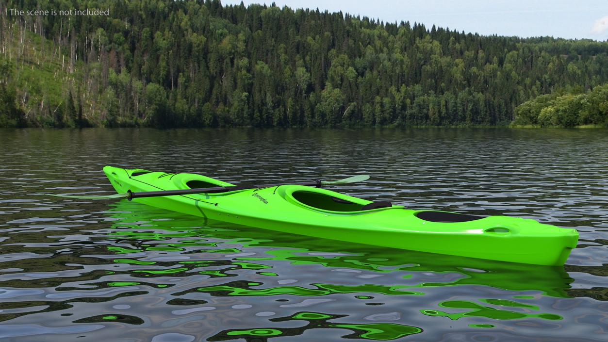 Tandem Kayak with Paddle 3D model