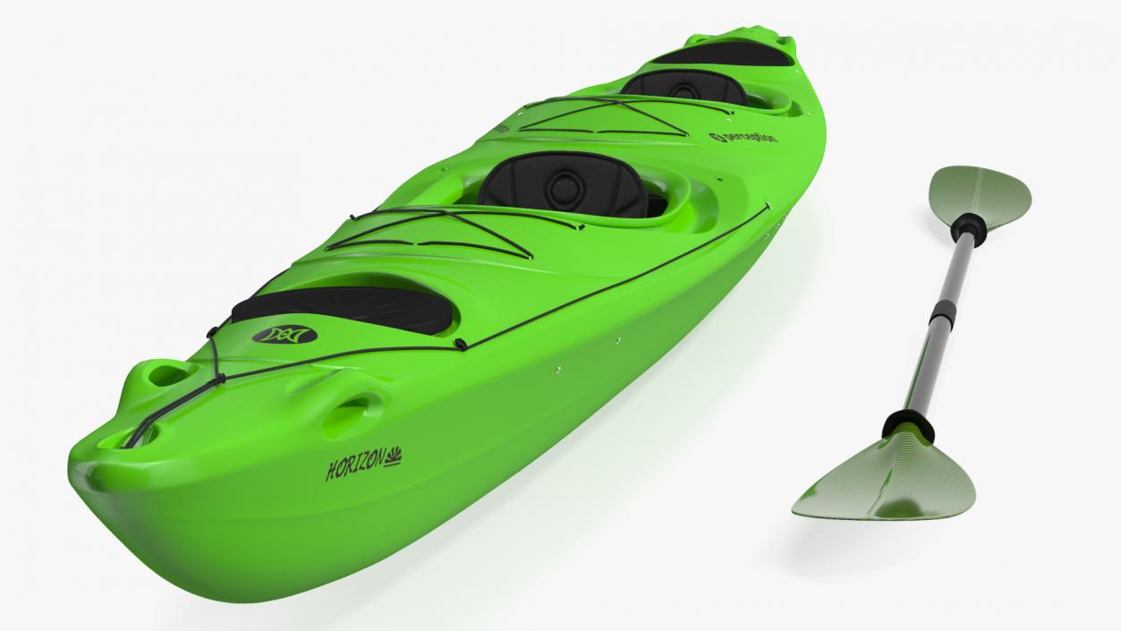 Tandem Kayak with Paddle 3D model