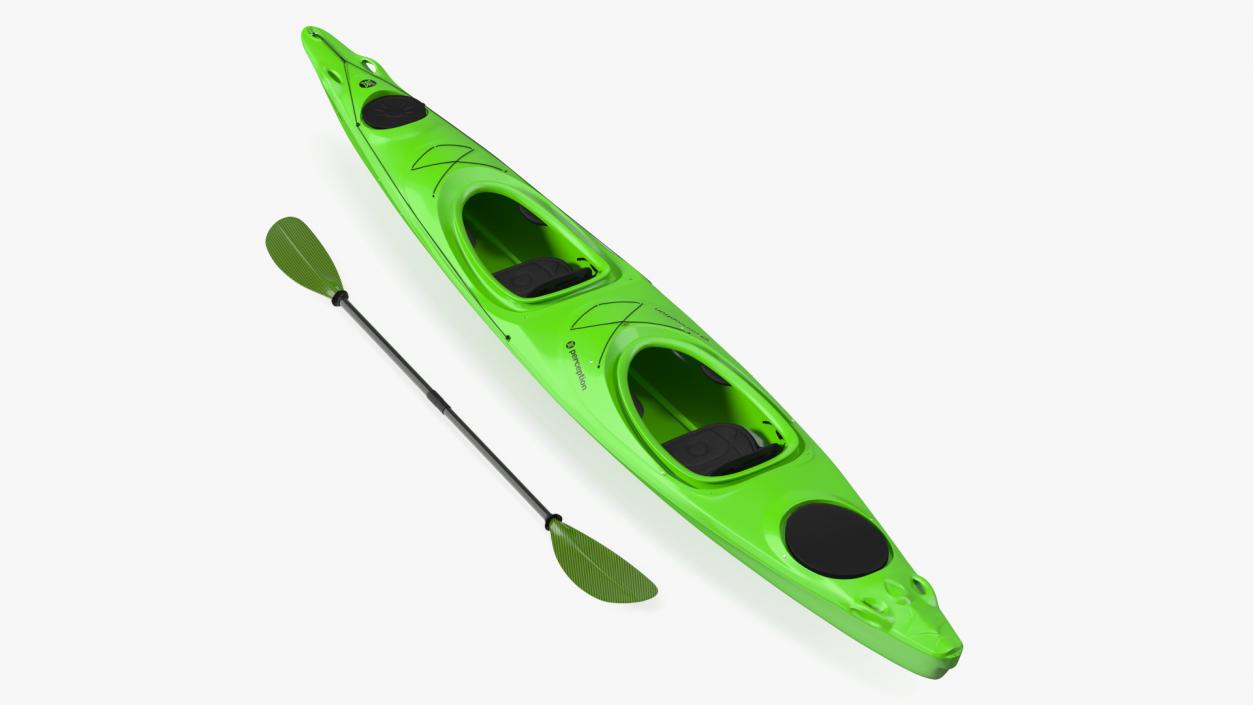 Tandem Kayak with Paddle 3D model