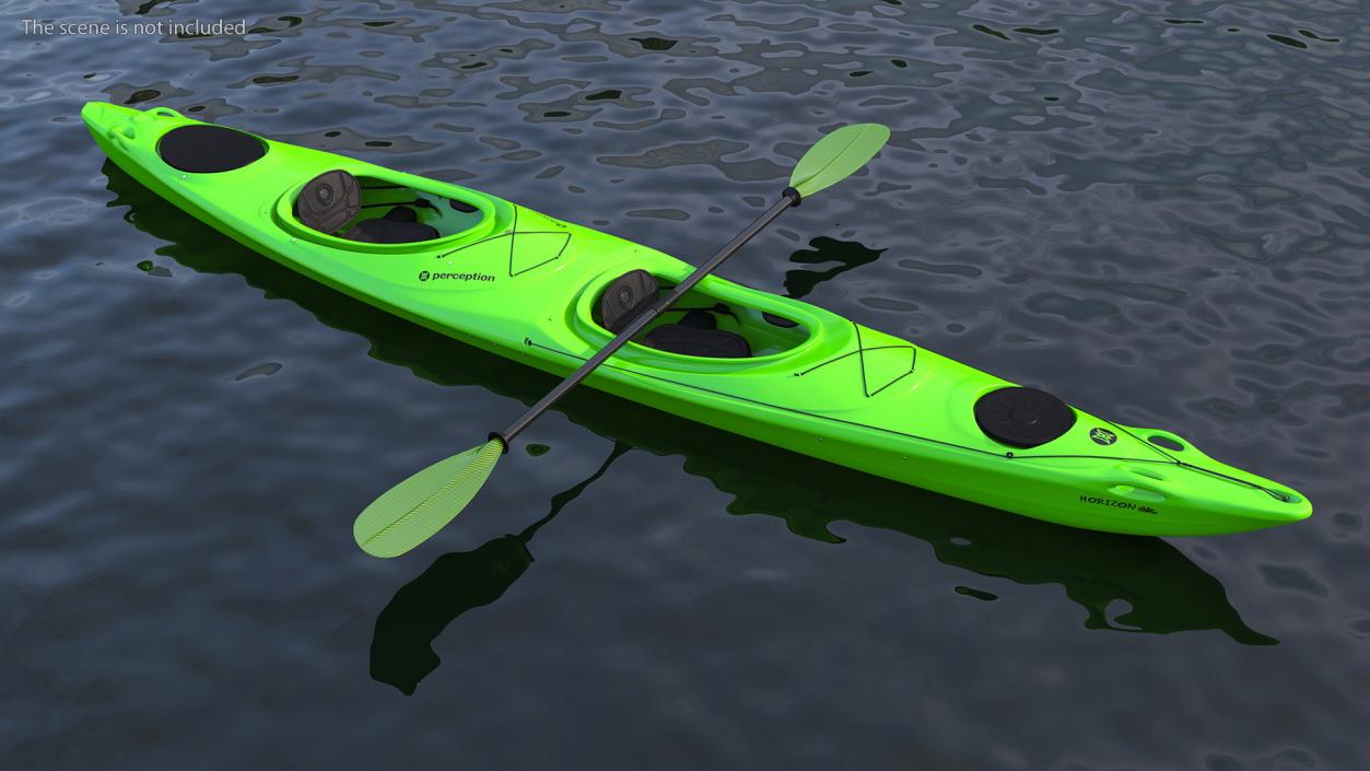 Tandem Kayak with Paddle 3D model