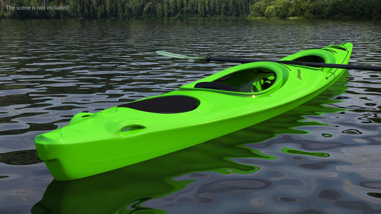 Tandem Kayak with Paddle 3D model