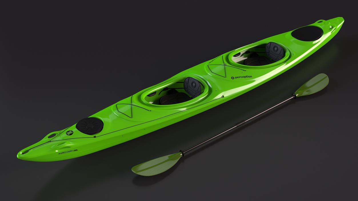 Tandem Kayak with Paddle 3D model