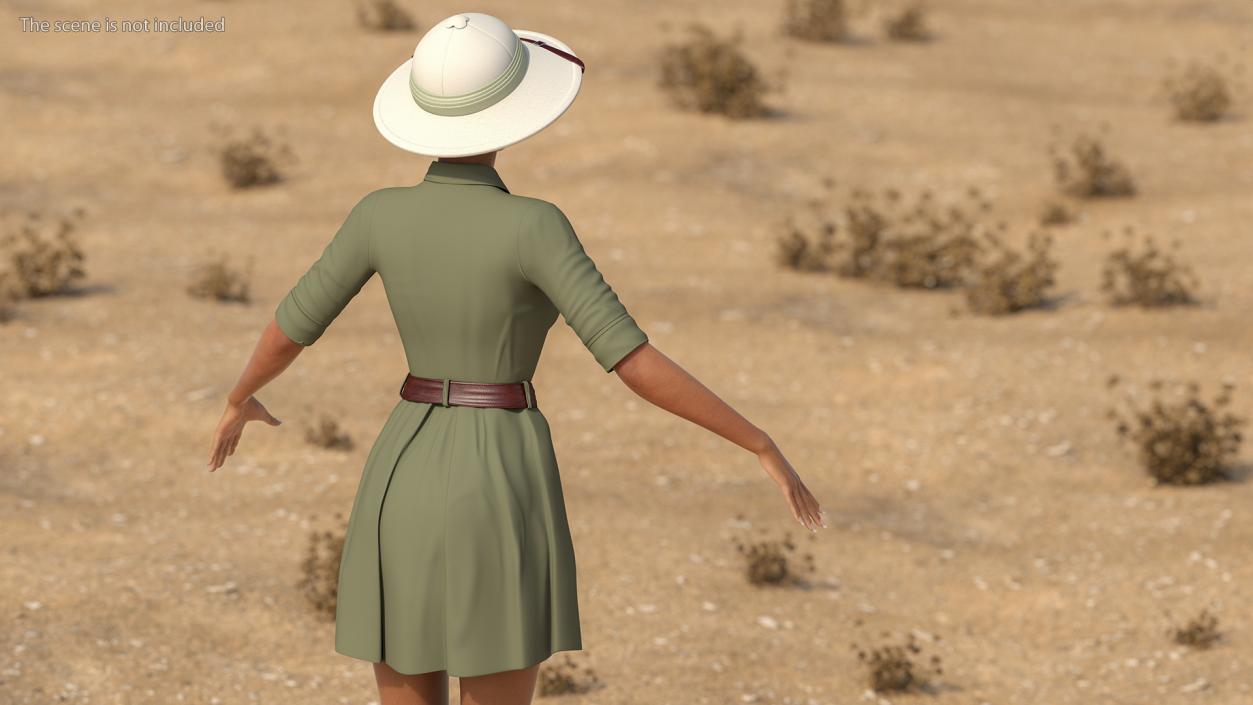 3D Light Skin Black Woman Explorer T Pose model