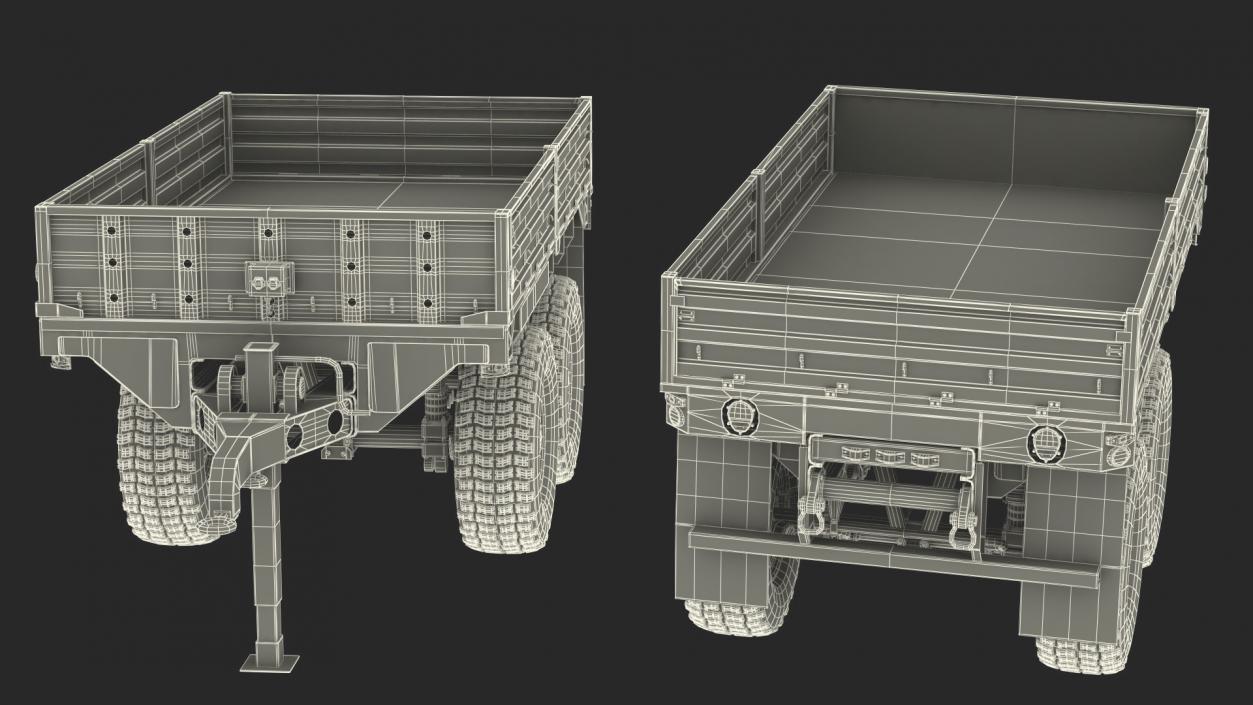 3D Military Drop Side Cargo Trailer M1092 Sand model