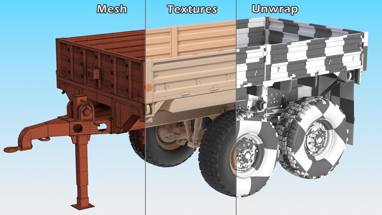 3D Military Drop Side Cargo Trailer M1092 Sand model