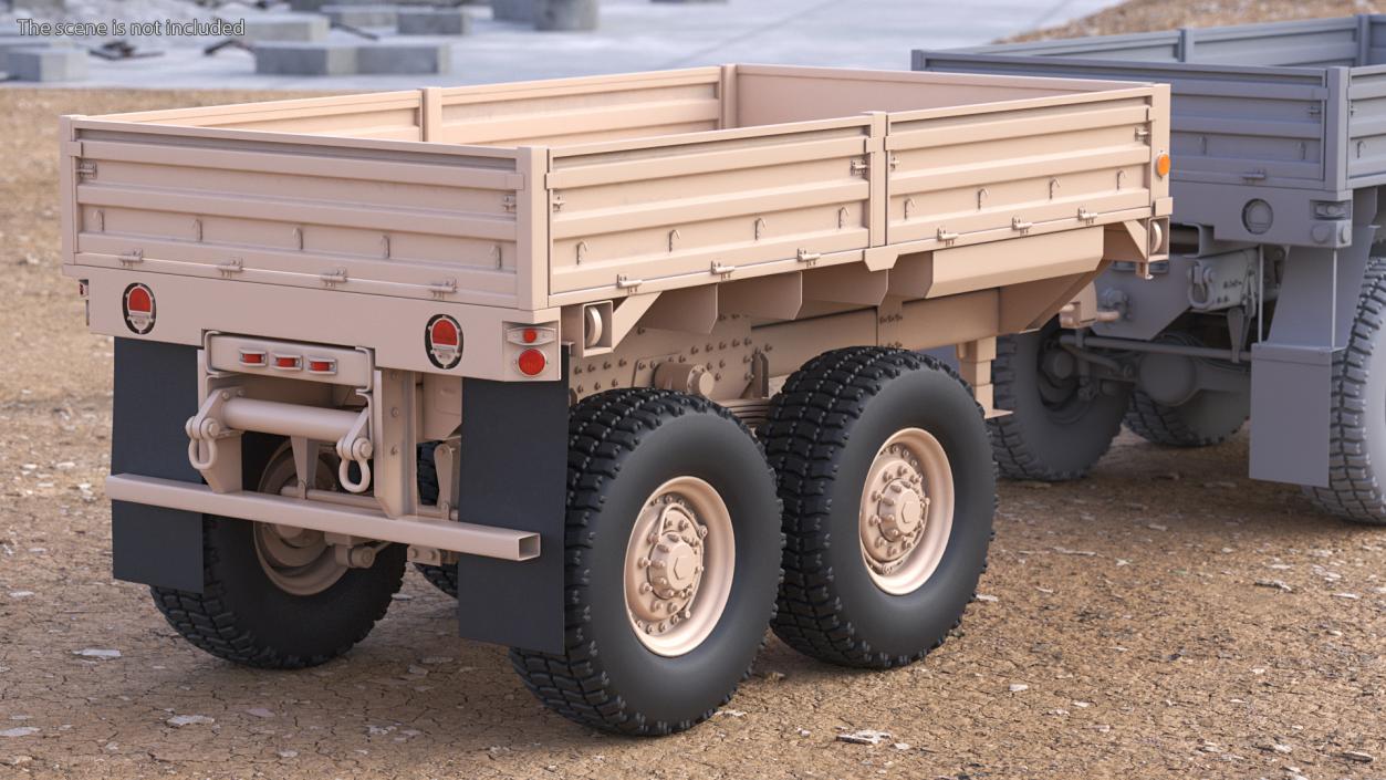 3D Military Drop Side Cargo Trailer M1092 Sand model