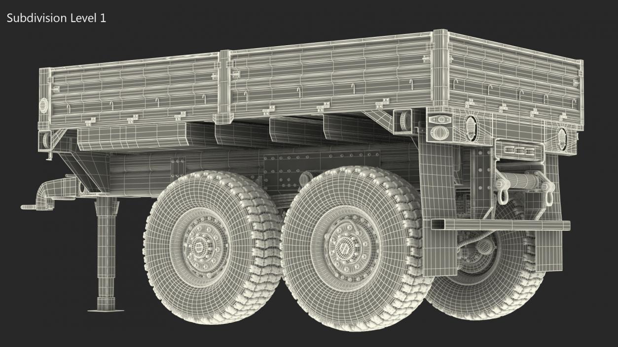 3D Military Drop Side Cargo Trailer M1092 Sand model