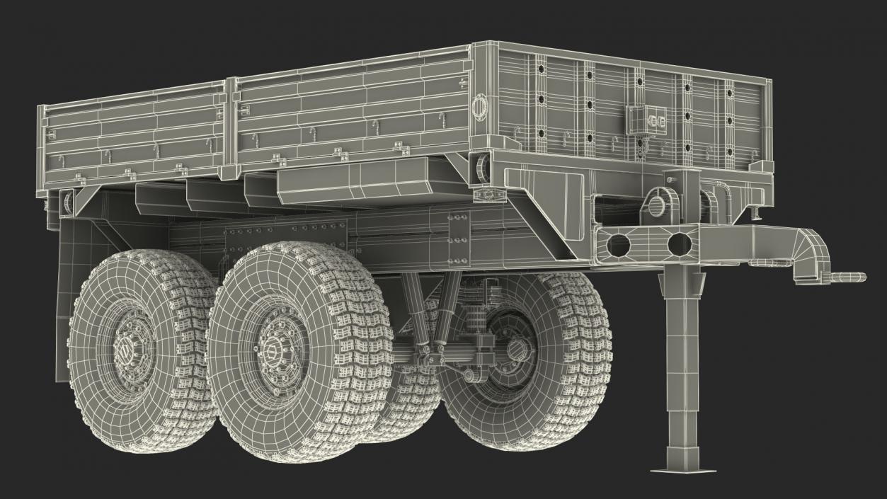 3D Military Drop Side Cargo Trailer M1092 Sand model