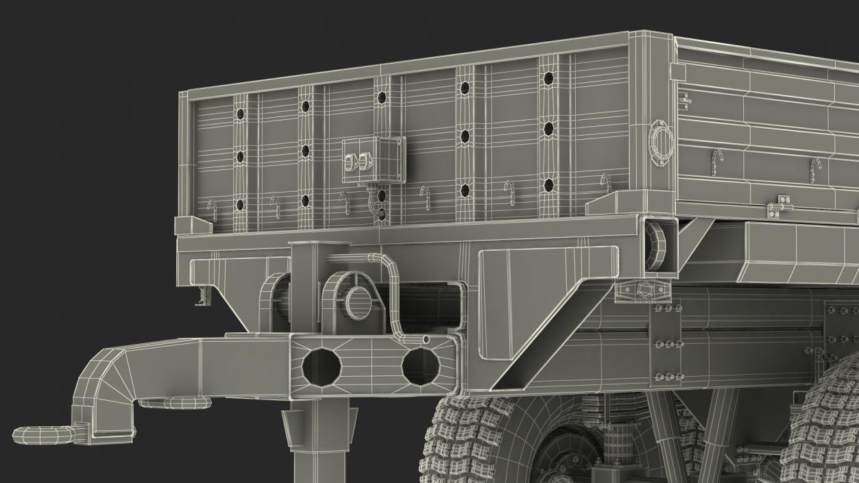 3D Military Drop Side Cargo Trailer M1092 Sand model