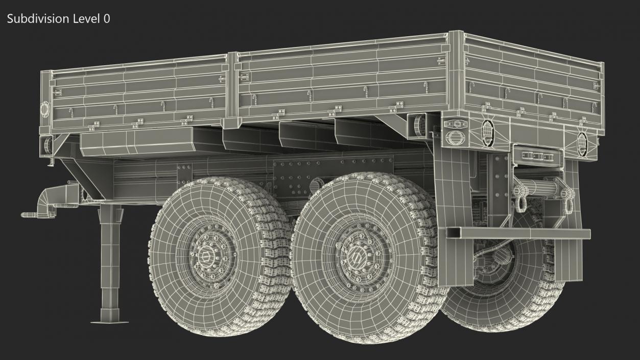 3D Military Drop Side Cargo Trailer M1092 Sand model