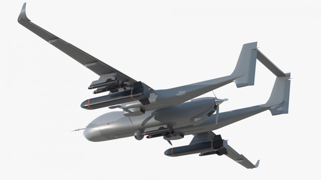 3D model Twin-Boom Unmanned Combat Aerial Vehicle