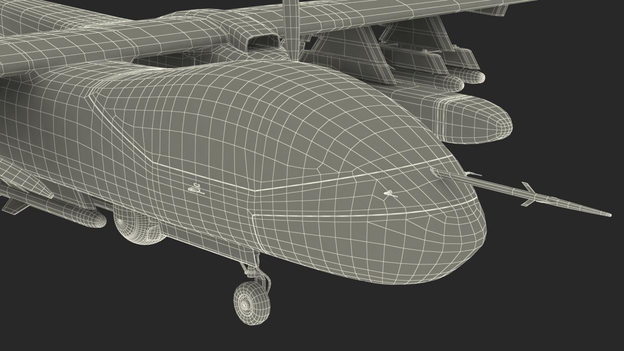 3D model Twin-Boom Unmanned Combat Aerial Vehicle