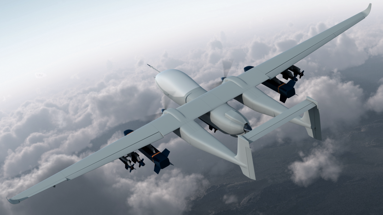 3D model Twin-Boom Unmanned Combat Aerial Vehicle