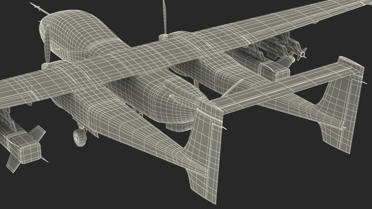 3D model Twin-Boom Unmanned Combat Aerial Vehicle