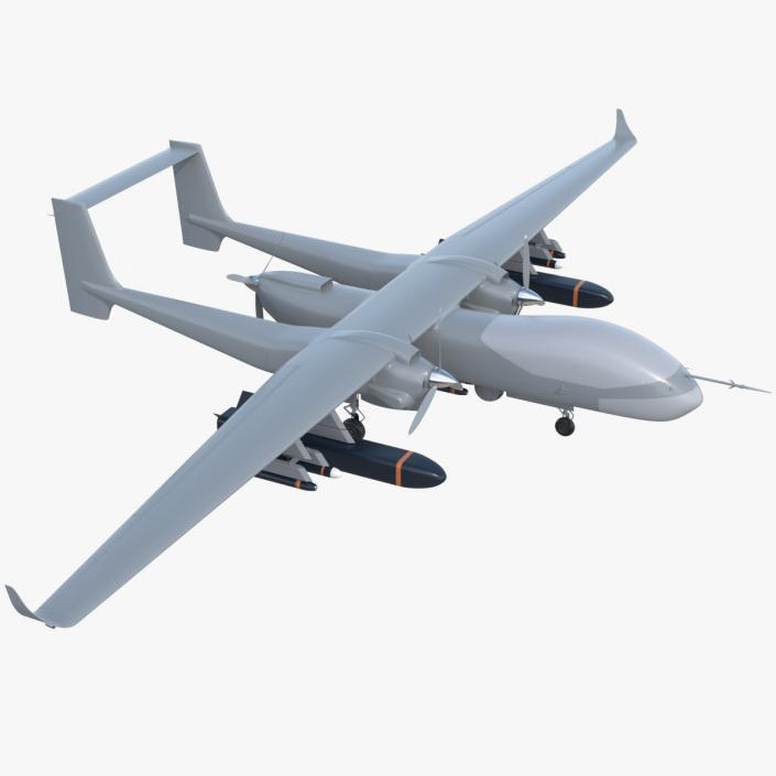 3D model Twin-Boom Unmanned Combat Aerial Vehicle