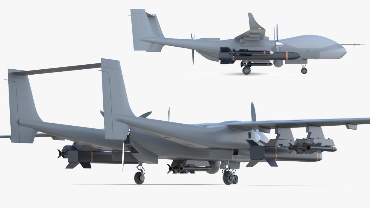 3D model Twin-Boom Unmanned Combat Aerial Vehicle