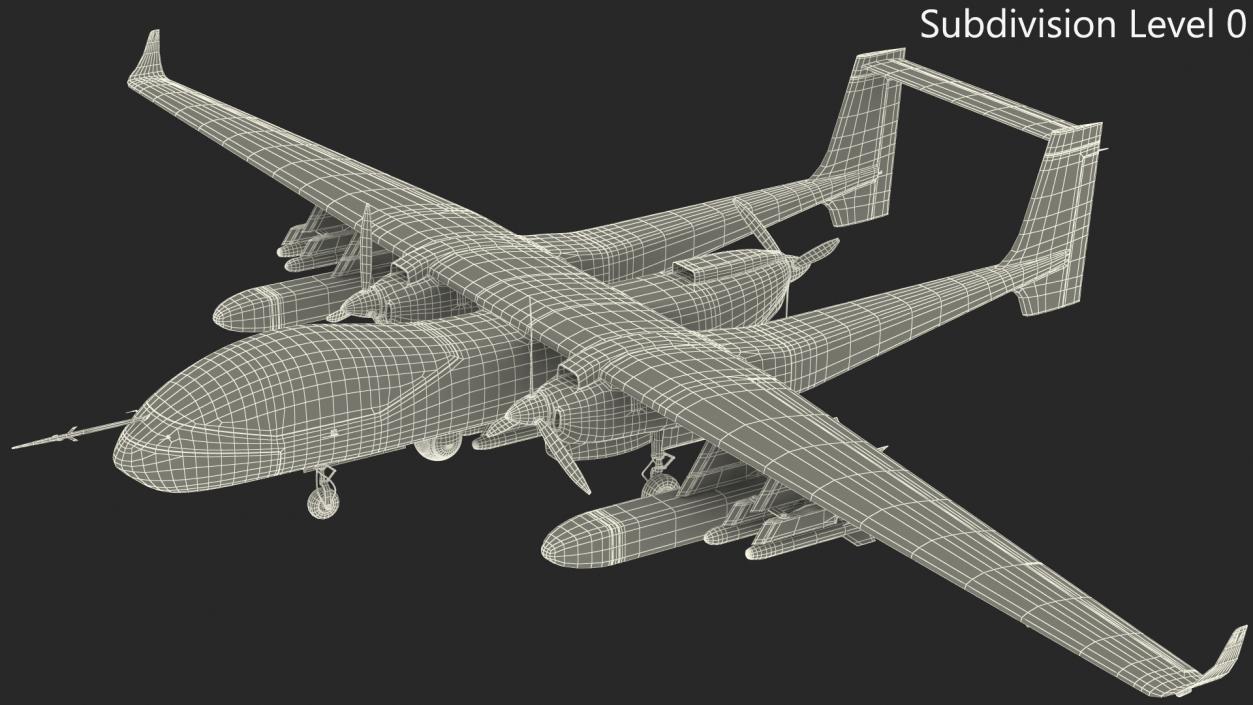 3D model Twin-Boom Unmanned Combat Aerial Vehicle