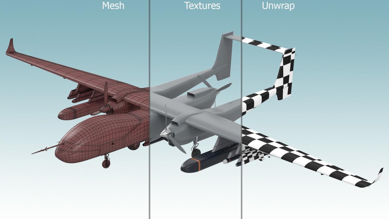 3D model Twin-Boom Unmanned Combat Aerial Vehicle