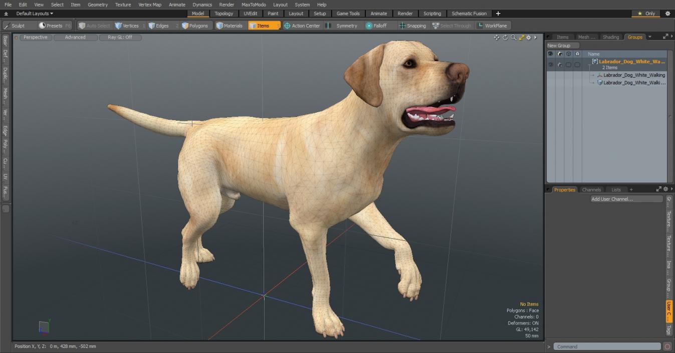 3D Labrador Dog White Walking