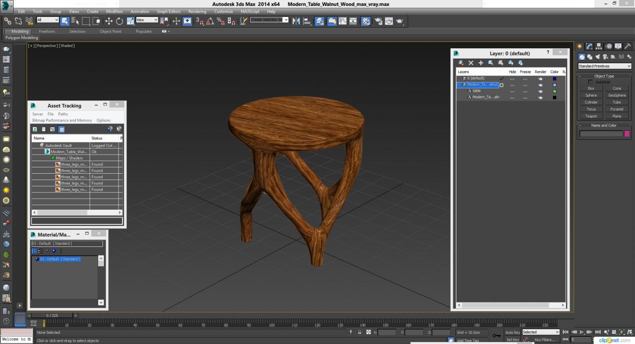 Three Legs Modern Table Light Wood 3D model