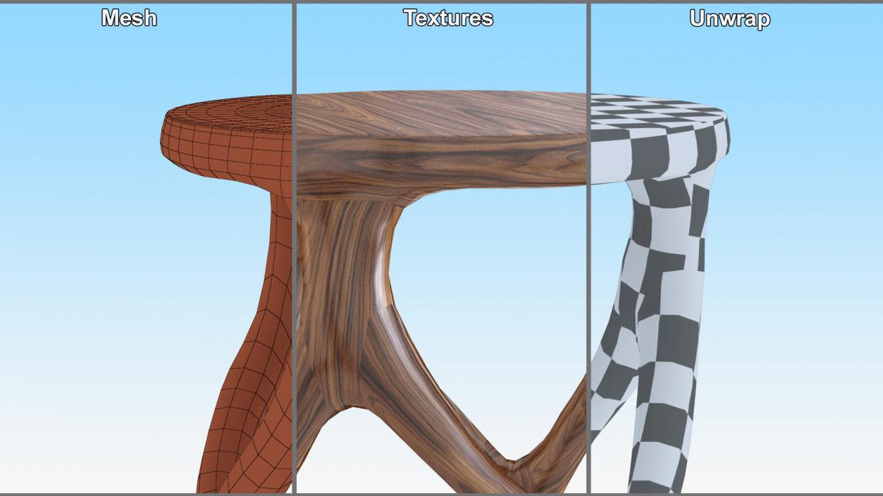 Three Legs Modern Table Light Wood 3D model