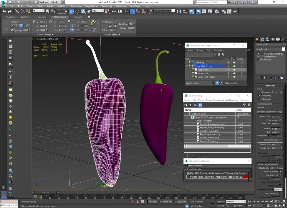 Purple Chili Pepper 3D model