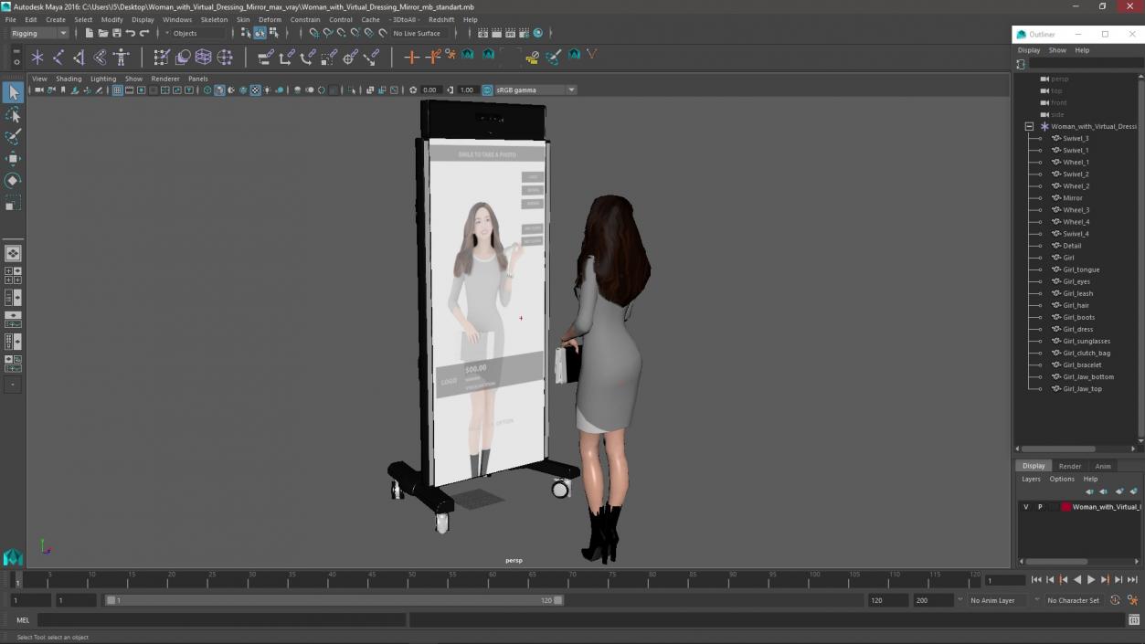 Woman with Virtual Dressing Mirror 3D model