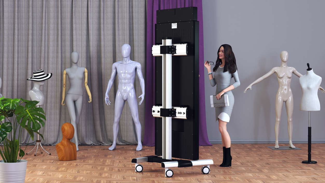 Woman with Virtual Dressing Mirror 3D model