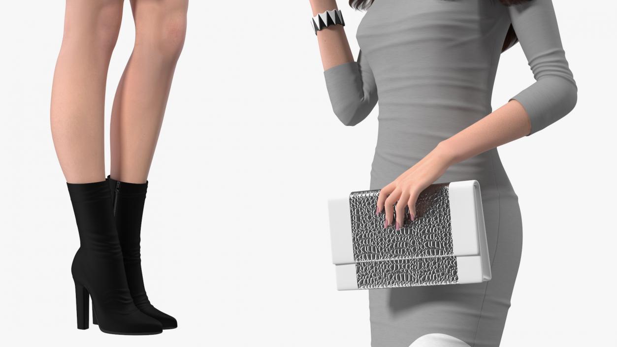 Woman with Virtual Dressing Mirror 3D model