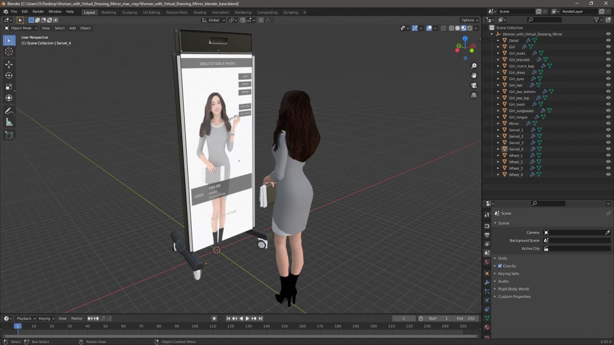 Woman with Virtual Dressing Mirror 3D model