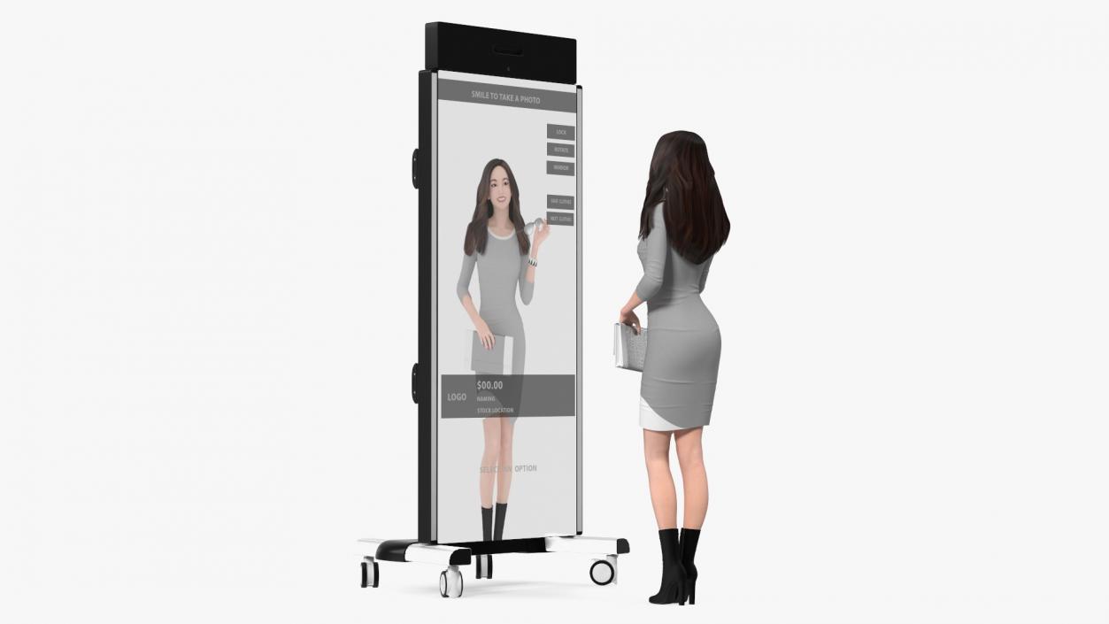 Woman with Virtual Dressing Mirror 3D model