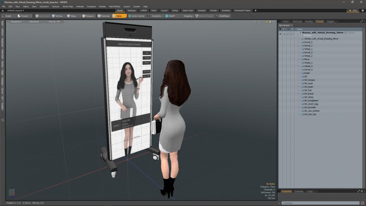 Woman with Virtual Dressing Mirror 3D model