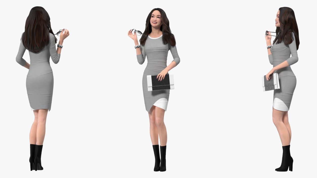 Woman with Virtual Dressing Mirror 3D model