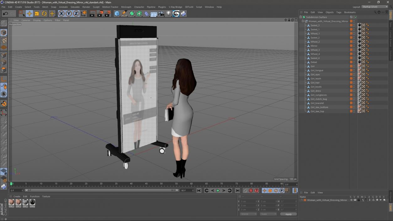 Woman with Virtual Dressing Mirror 3D model