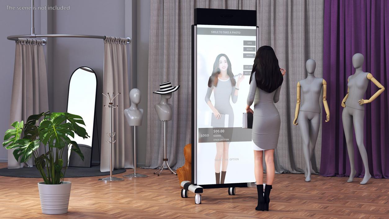 Woman with Virtual Dressing Mirror 3D model