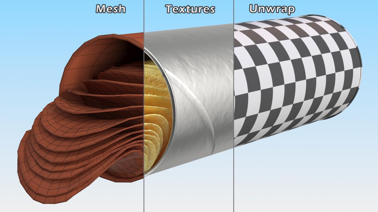 3D model Open Foil Tube of Potato Chips