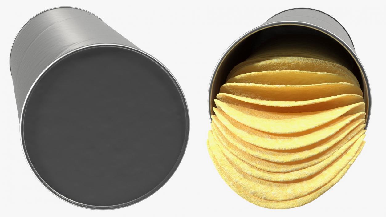 3D model Open Foil Tube of Potato Chips