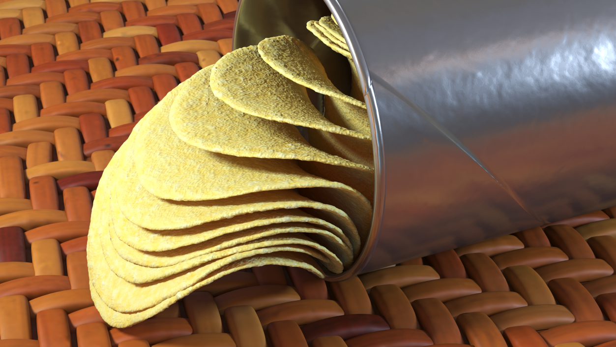 3D model Open Foil Tube of Potato Chips