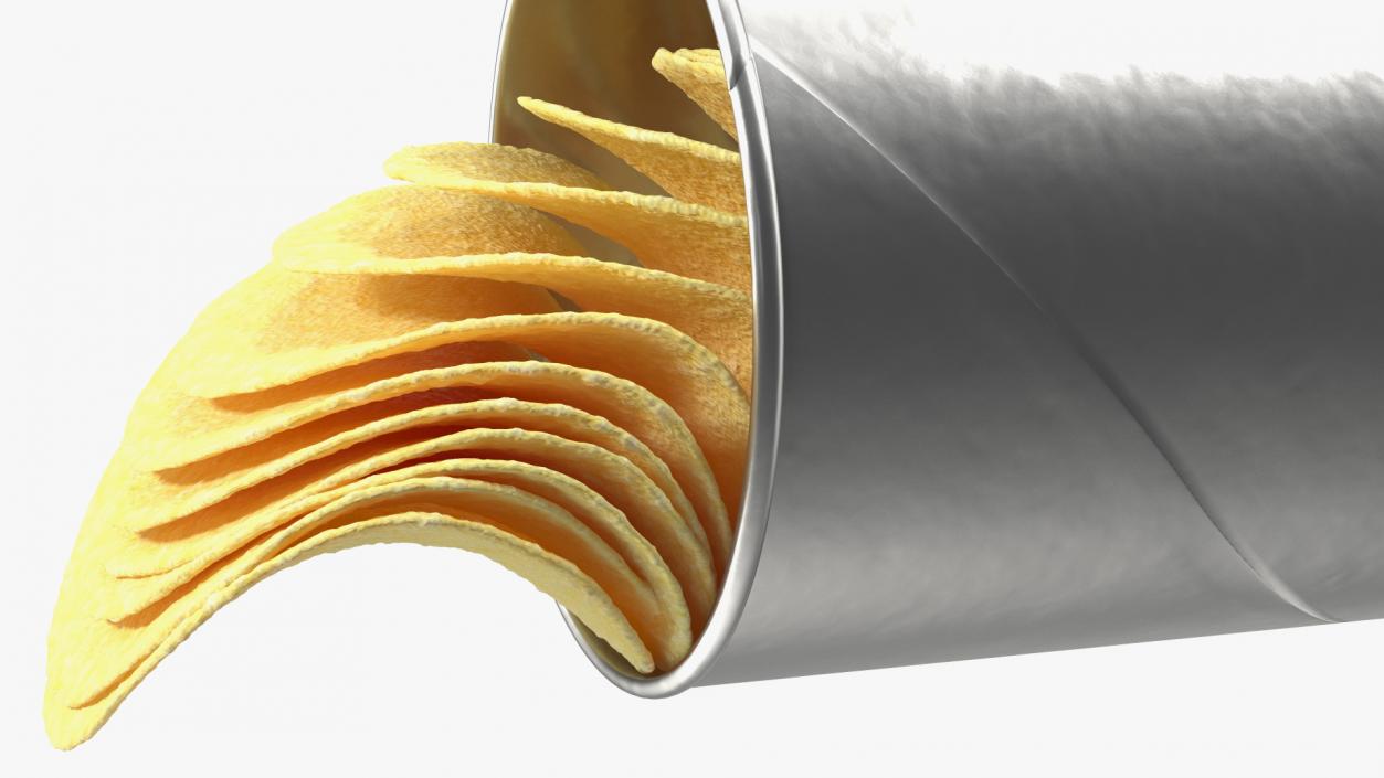 3D model Open Foil Tube of Potato Chips