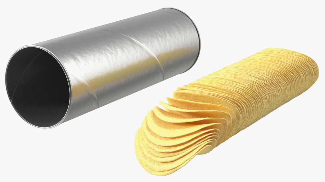 3D model Open Foil Tube of Potato Chips