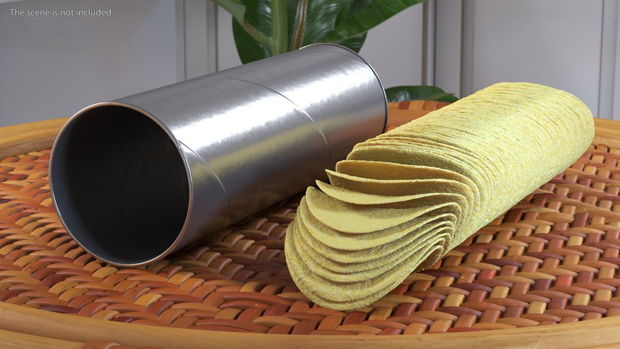 3D model Open Foil Tube of Potato Chips