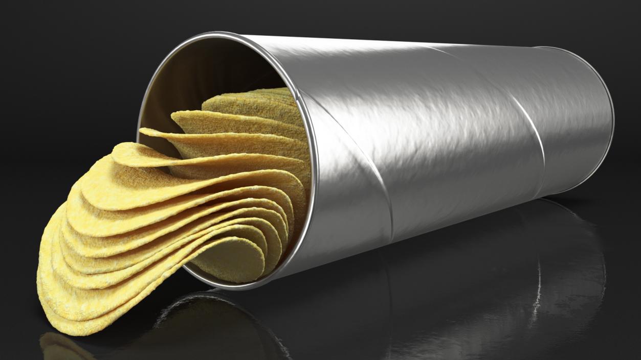 3D model Open Foil Tube of Potato Chips