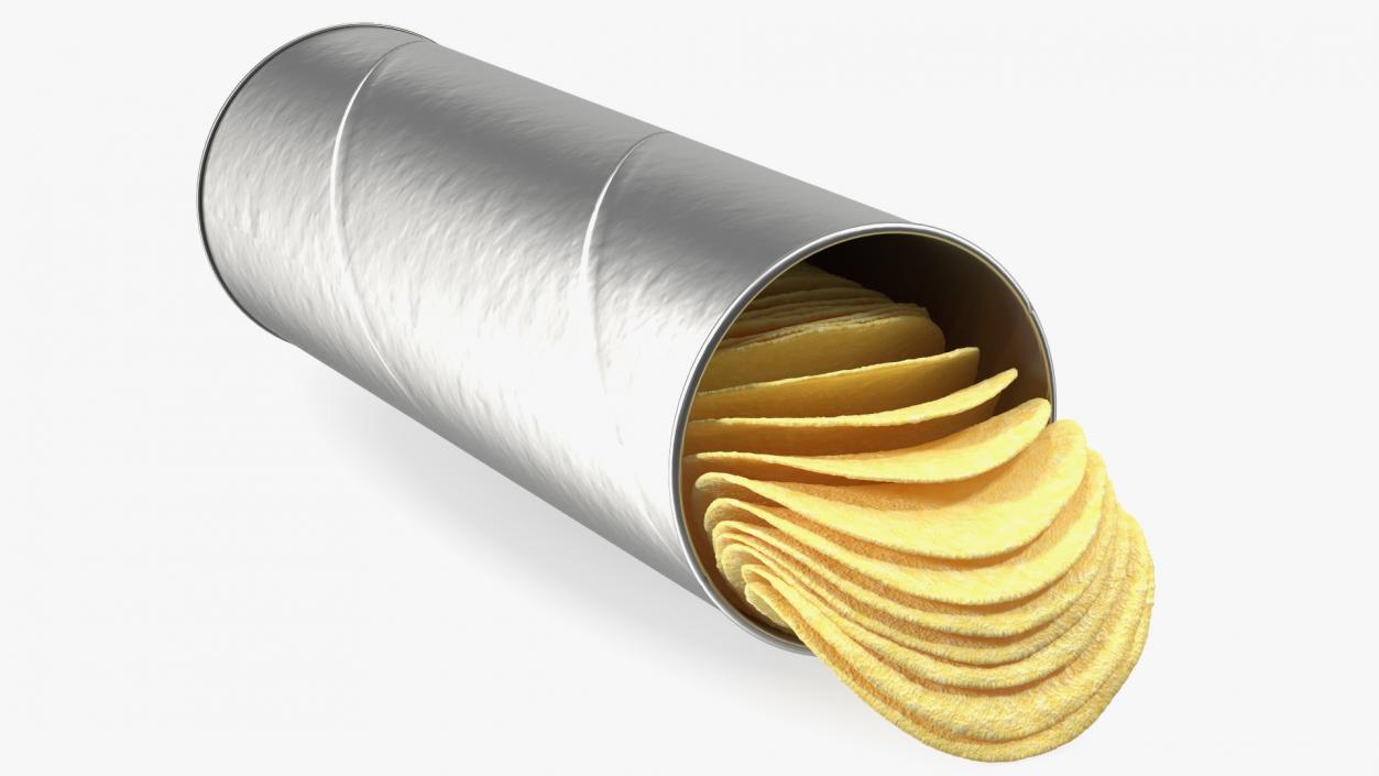 3D model Open Foil Tube of Potato Chips